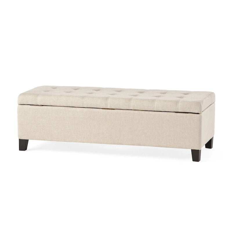 Mission Tufted Fabric Storage Ottoman Bench