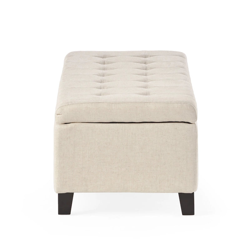 Mission Tufted Fabric Storage Ottoman Bench