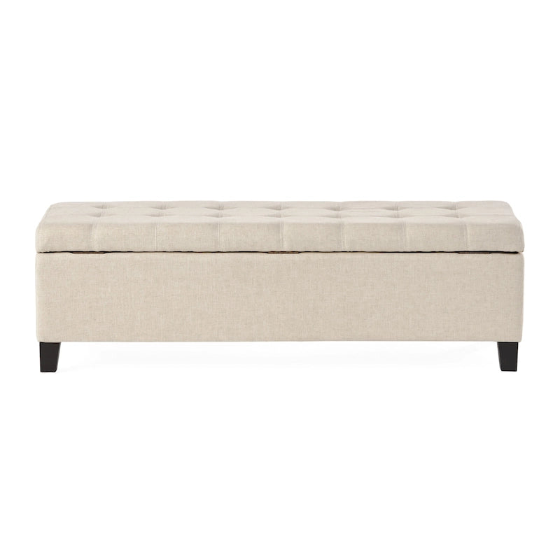 Mission Tufted Fabric Storage Ottoman Bench