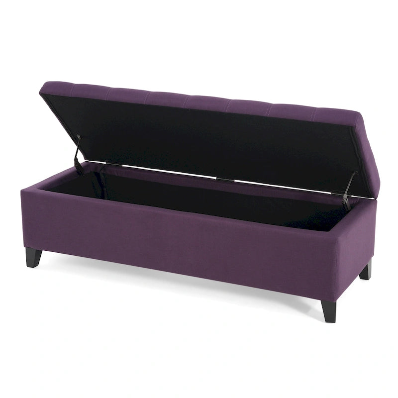 Mission Tufted Fabric Storage Ottoman Bench
