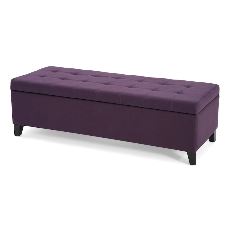 Mission Tufted Fabric Storage Ottoman Bench