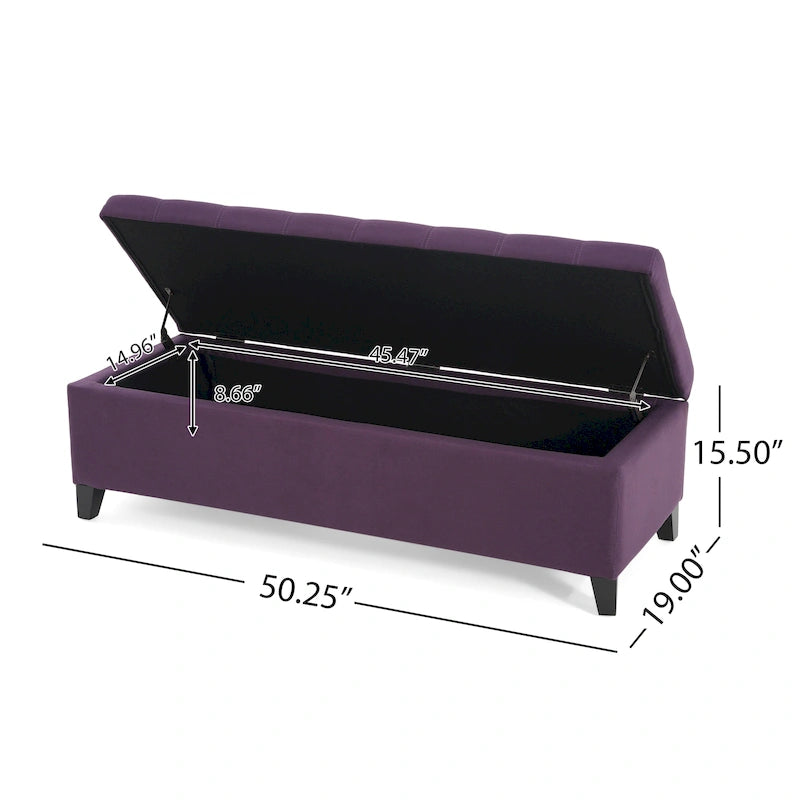 Mission Tufted Fabric Storage Ottoman Bench