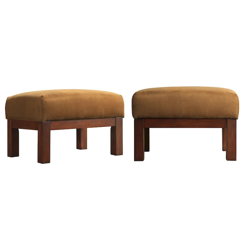 Mission-Style Upholstered Wood Ottoman