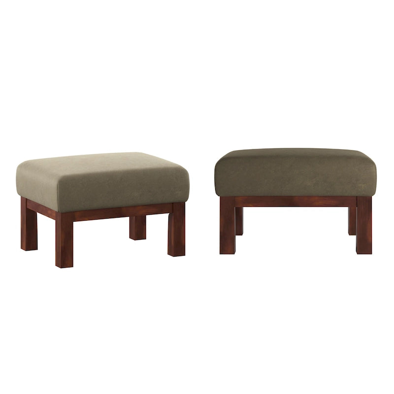 Mission-Style Upholstered Wood Ottoman