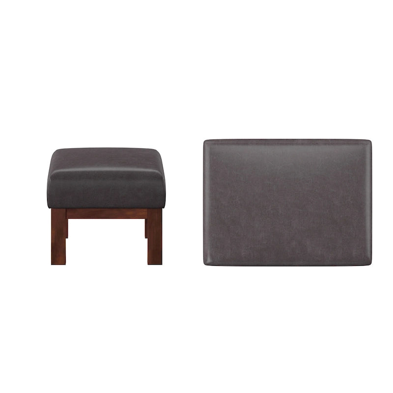 Mission-Style Upholstered Wood Ottoman
