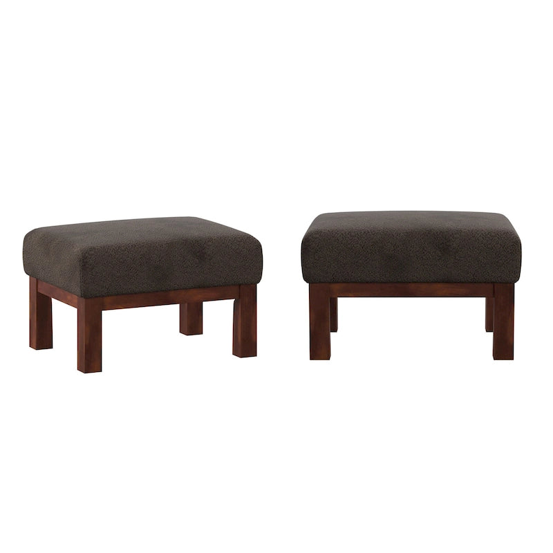 Mission-Style Upholstered Wood Ottoman