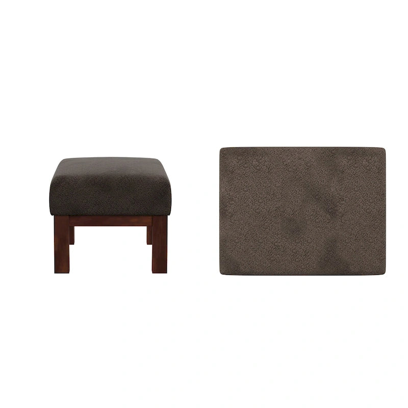 Mission-Style Upholstered Wood Ottoman