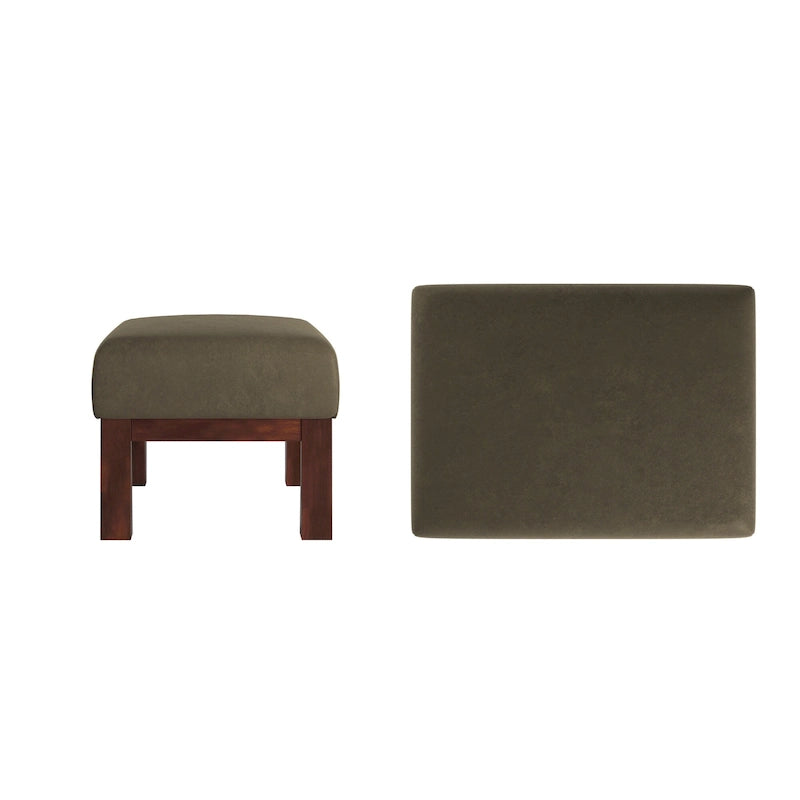 Mission-Style Upholstered Wood Ottoman