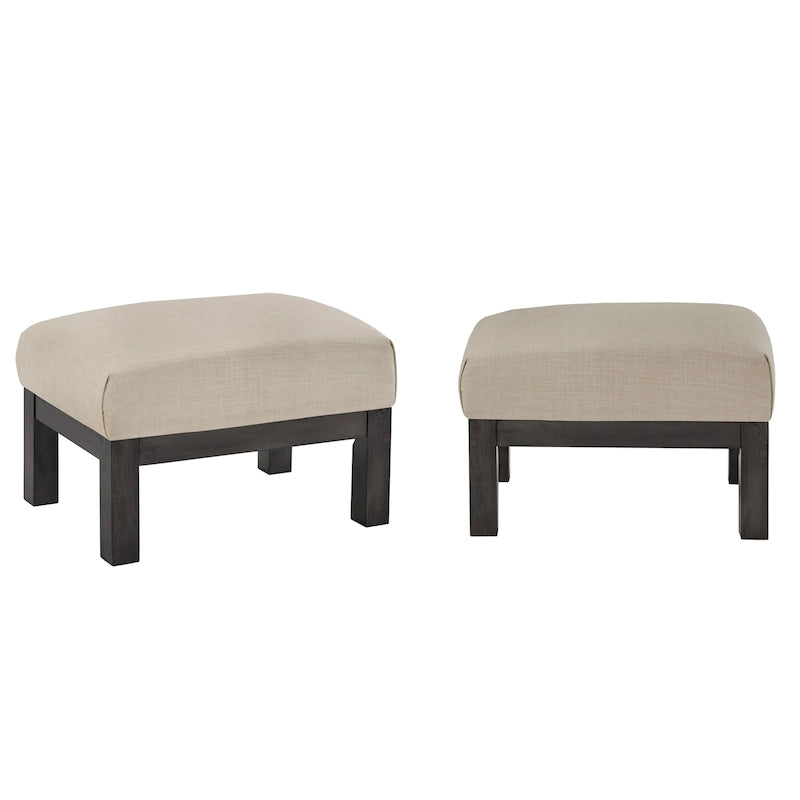 Mission-Style Upholstered Wood Ottoman