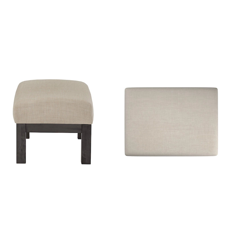 Mission-Style Upholstered Wood Ottoman