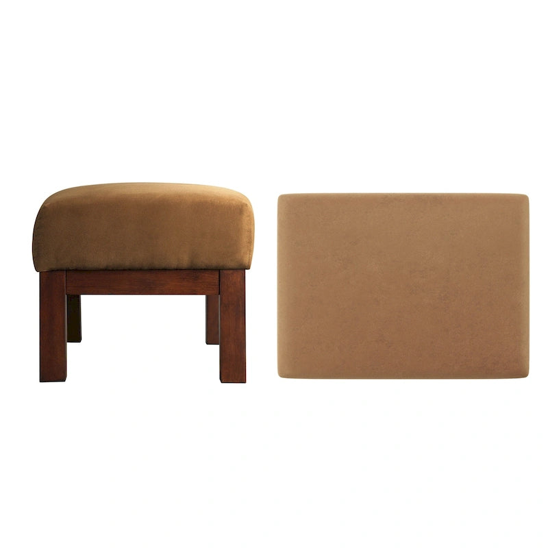 Mission-Style Upholstered Wood Ottoman