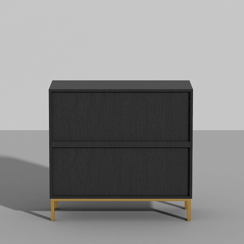 31.5W x 29.7H Wooden Nightstand with 3 Drawers End Table Black Chest
