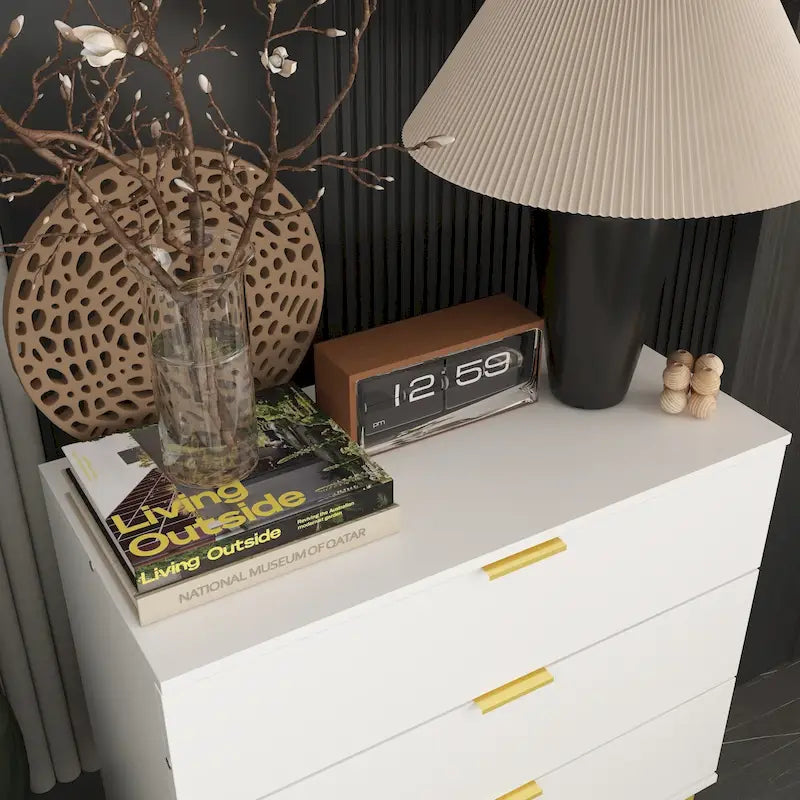 31.5W x 29.7H Wooden Nightstand with 3 Drawers End Table Black Chest