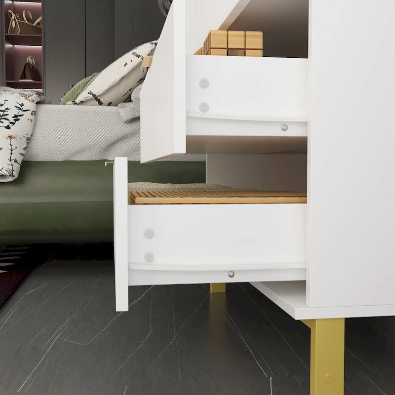 31.5W x 29.7H Wooden Nightstand with 3 Drawers End Table Black Chest