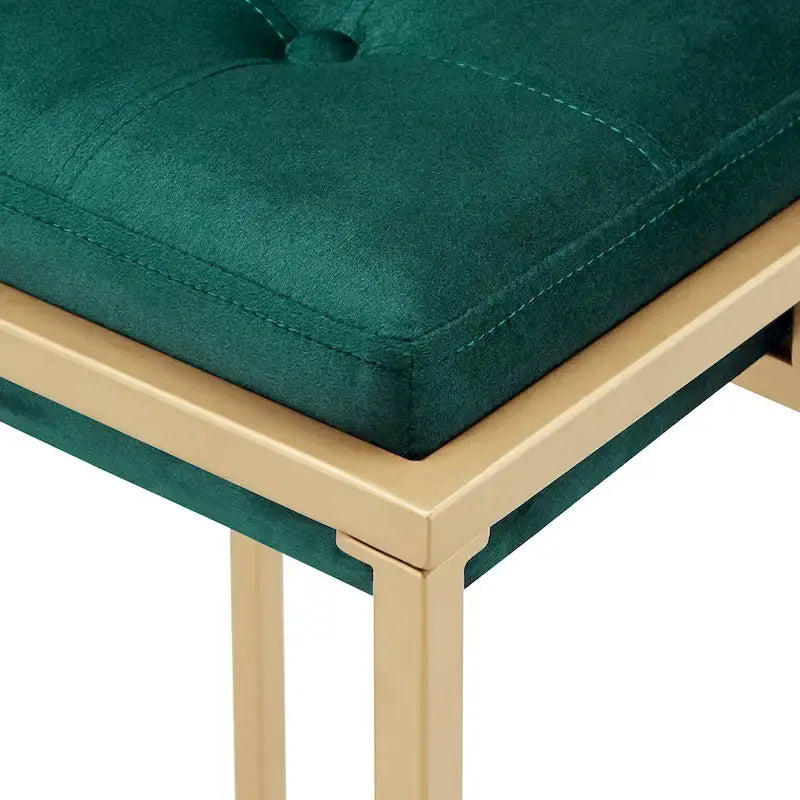 Barhocker mit Samtbezug, Knopfheftung und Goldfinish (2er-Set)