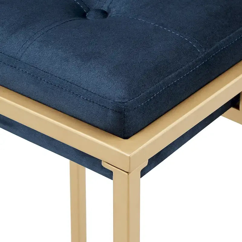 Barhocker mit Samtbezug, Knopfheftung und Goldfinish (2er-Set)