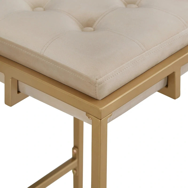 Barhocker mit Samtbezug, Knopfheftung und Goldfinish (2er-Set)