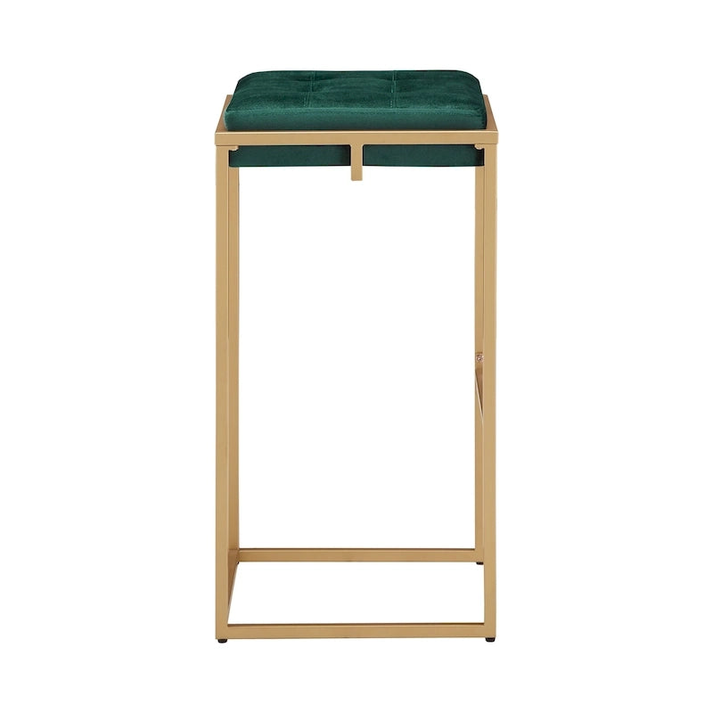 Barhocker mit Samtbezug, Knopfheftung und Goldfinish (2er-Set)