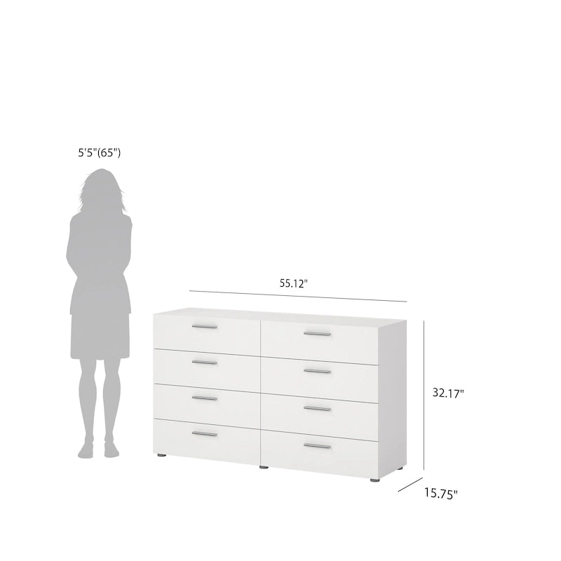 Space-saving 8-Drawer Double Dresser