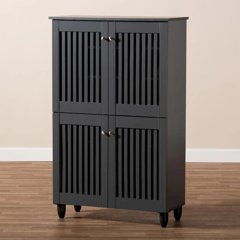 Contemporary Dark Grey Shoe Storage Cabinet