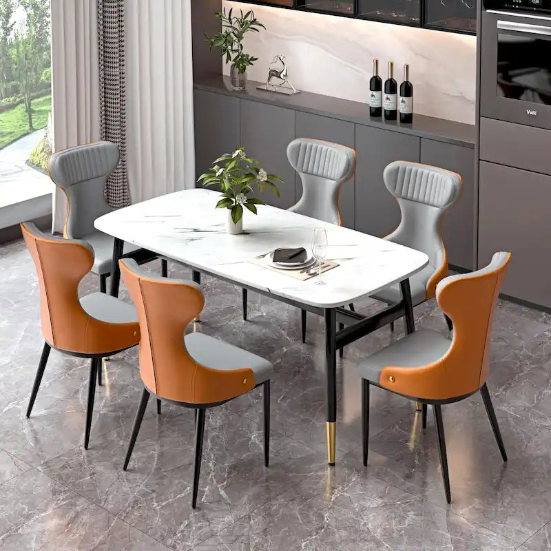 Moderne Wingback-Esszimmerstühle, Akzentstuhl, armloser Stuhl mit getufteter Rückenlehne (2er-Set) – N/A