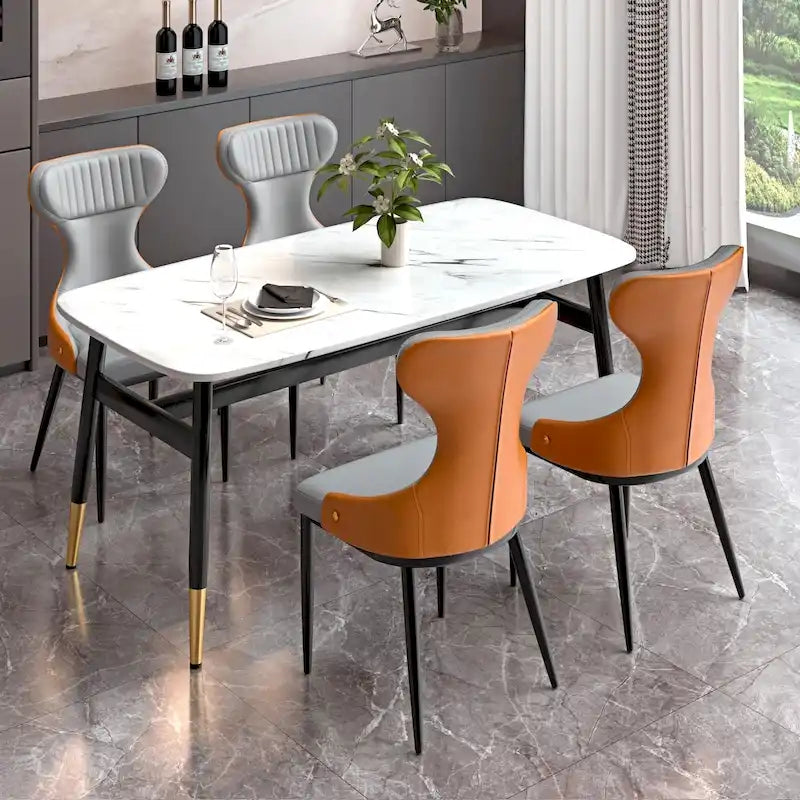 Moderne Wingback-Esszimmerstühle, Akzentstuhl, armloser Stuhl mit getufteter Rückenlehne (2er-Set) – N/A