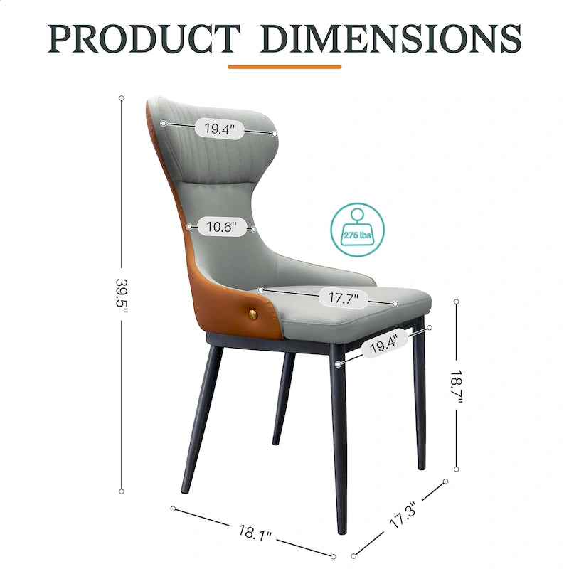 Moderne Wingback-Esszimmerstühle, Akzentstuhl, armloser Stuhl mit getufteter Rückenlehne (2er-Set) – N/A