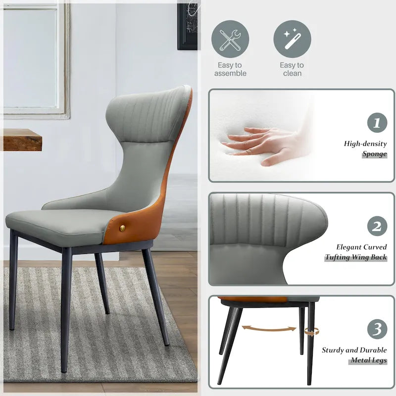 Moderne Wingback-Esszimmerstühle, Akzentstuhl, armloser Stuhl mit getufteter Rückenlehne (2er-Set) – N/A