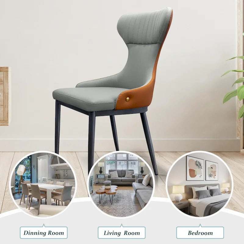 Moderne Wingback-Esszimmerstühle, Akzentstuhl, armloser Stuhl mit getufteter Rückenlehne (2er-Set) – N/A