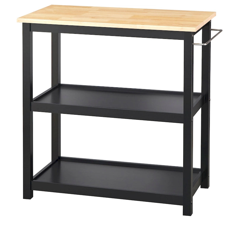 Rolling Kitchen Cart with Rubberwood Top