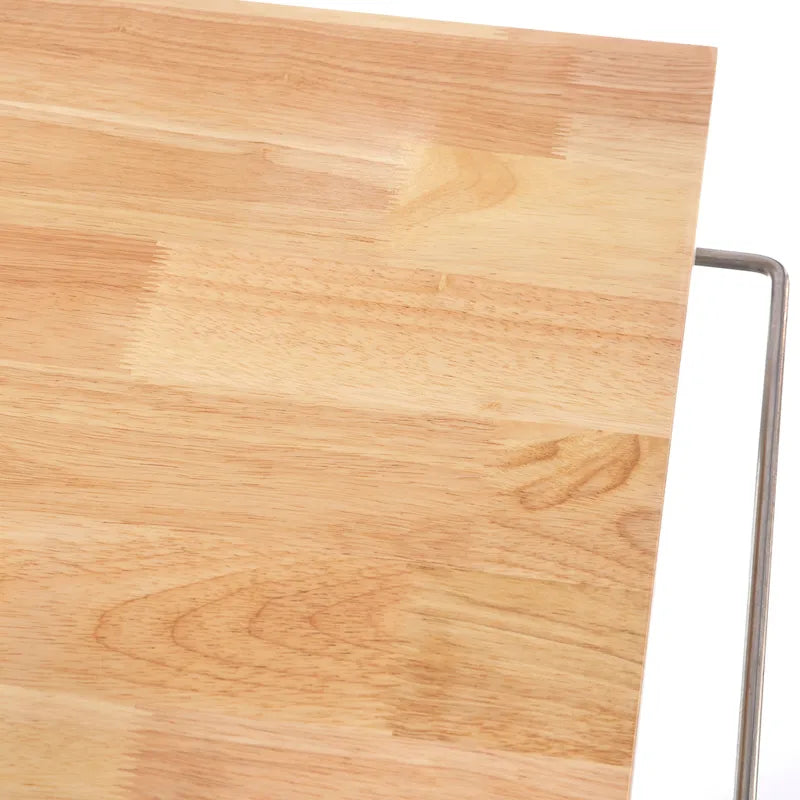 Rolling Kitchen Cart with Rubberwood Top