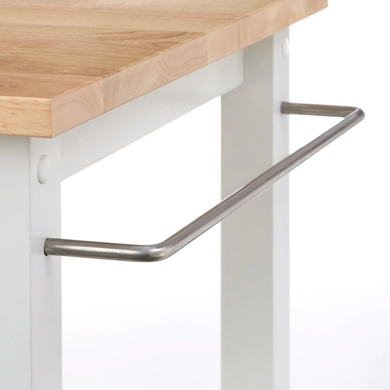 Rolling Kitchen Cart with Rubberwood Top