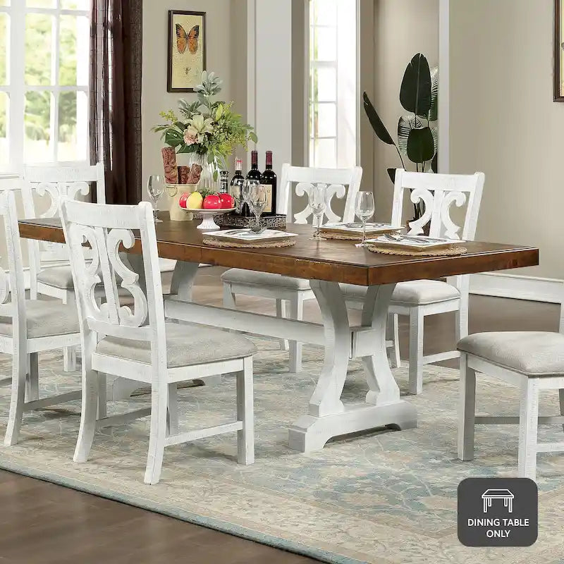 White 86-inch Wood Expandable Dining Table