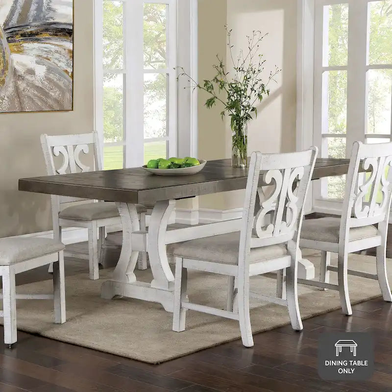 White 86-inch Wood Expandable Dining Table