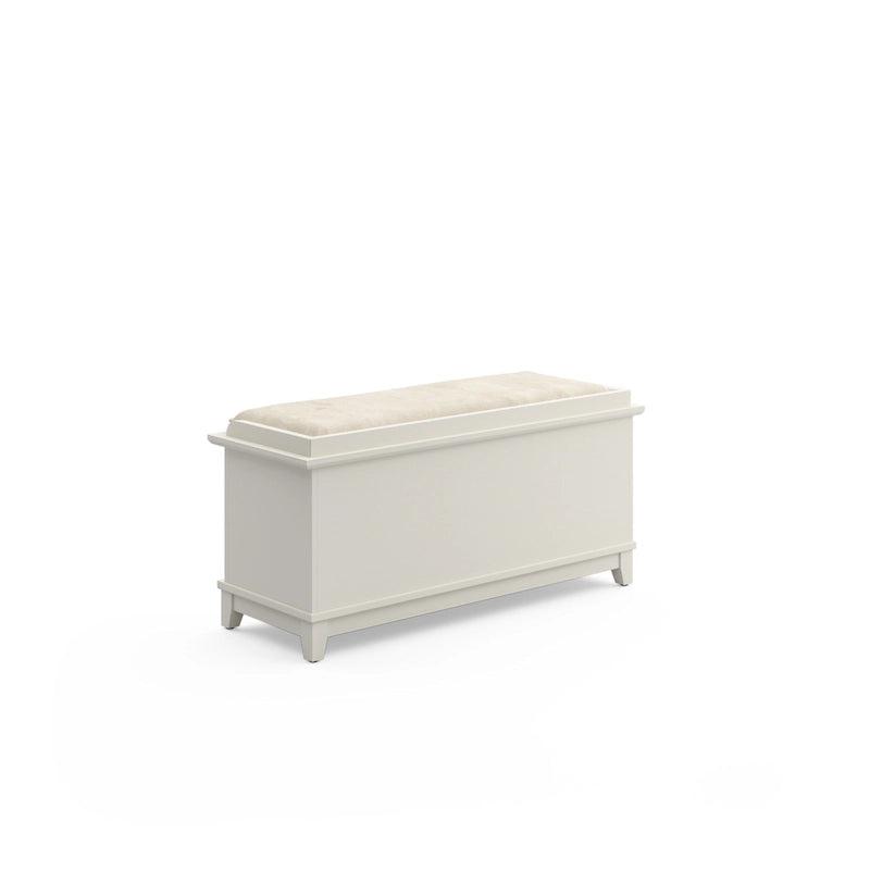 Mission-Style Upholstered Storage Bench with Drop-Down Doors