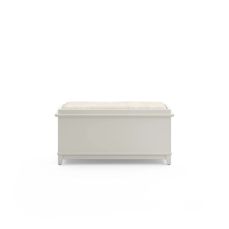 Mission-Style Upholstered Storage Bench with Drop-Down Doors