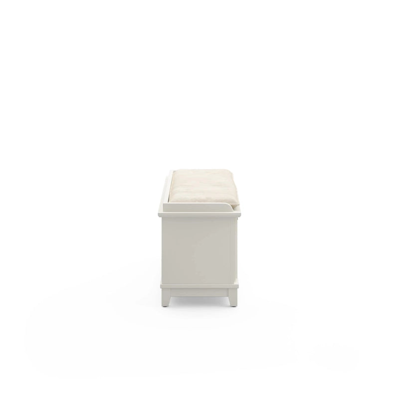 Mission-Style Upholstered Storage Bench with Drop-Down Doors