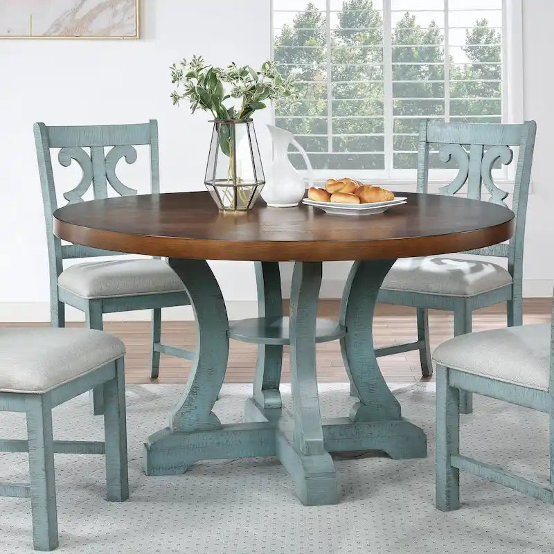 Farmhouse 54-inch Round Wood Dining Table