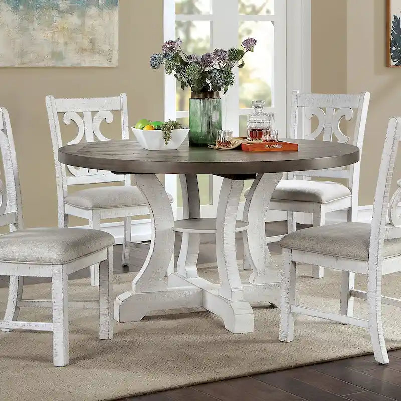 Farmhouse 54-inch Round Wood Dining Table
