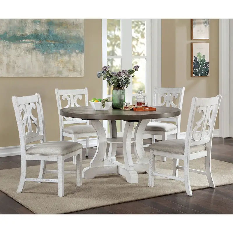 Farmhouse 54-inch Round Wood Dining Table