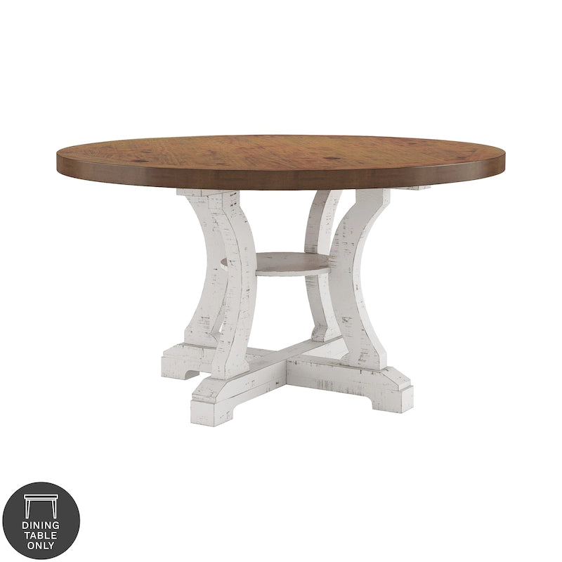 Farmhouse 54-inch Round Wood Dining Table
