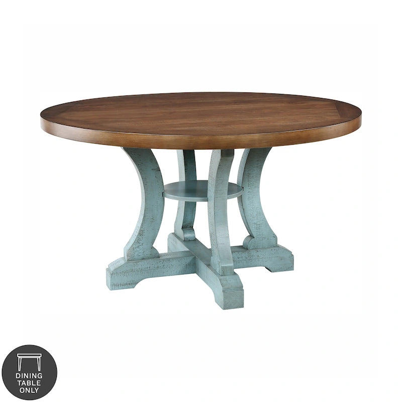 Farmhouse 54-inch Round Wood Dining Table