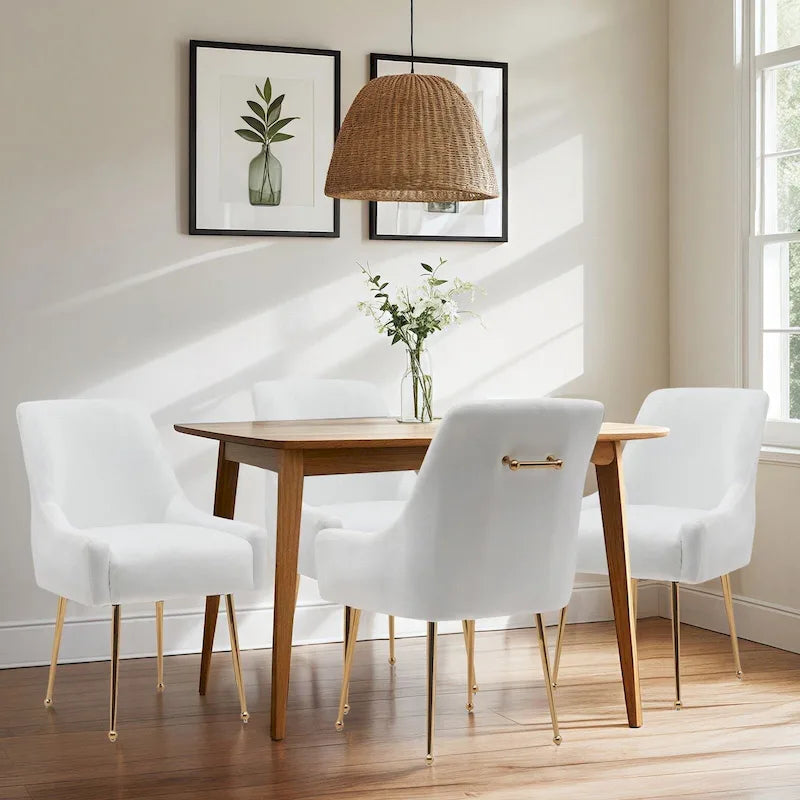 Gepolsterter Esszimmerstuhl aus Samt mit Knopfheftung, 2er-Set