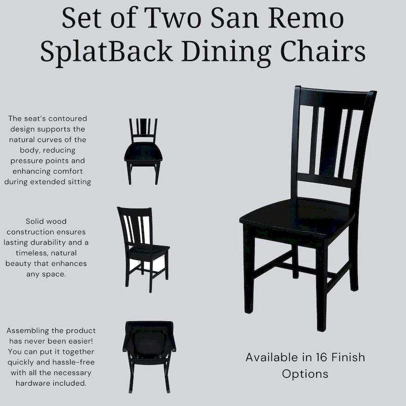 Solid Wood Splatback Dining Chairs, Set of 2