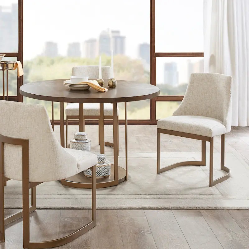 Cream Upholstered Armless Dining Chair Set of 2