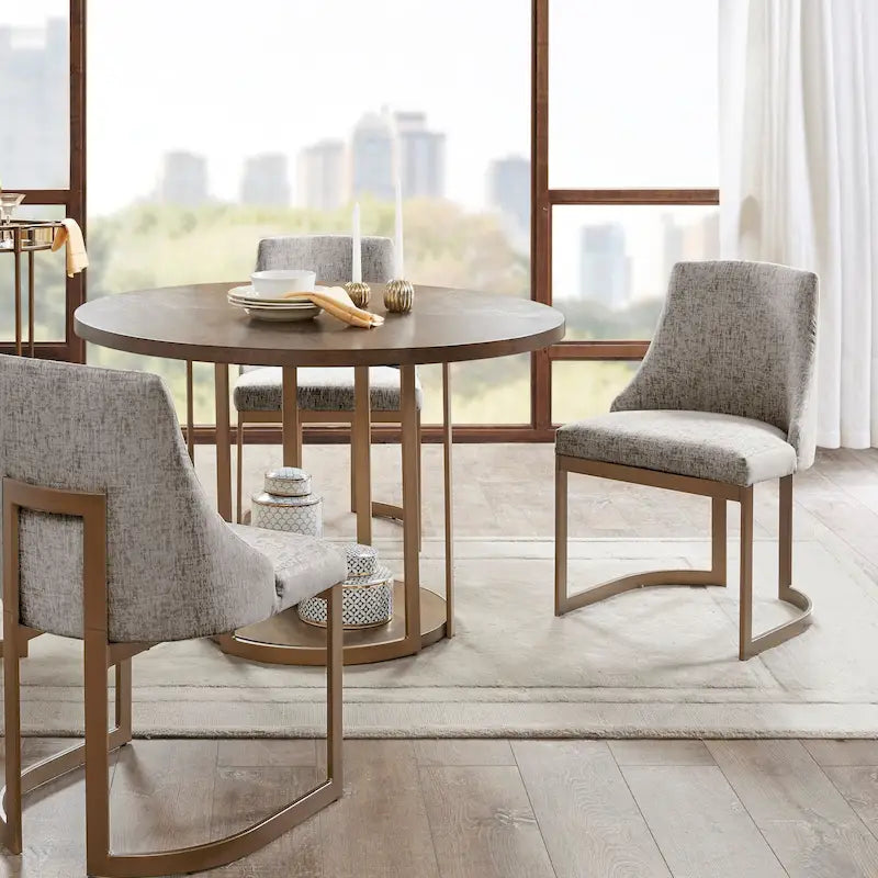 Cream Upholstered Armless Dining Chair Set of 2