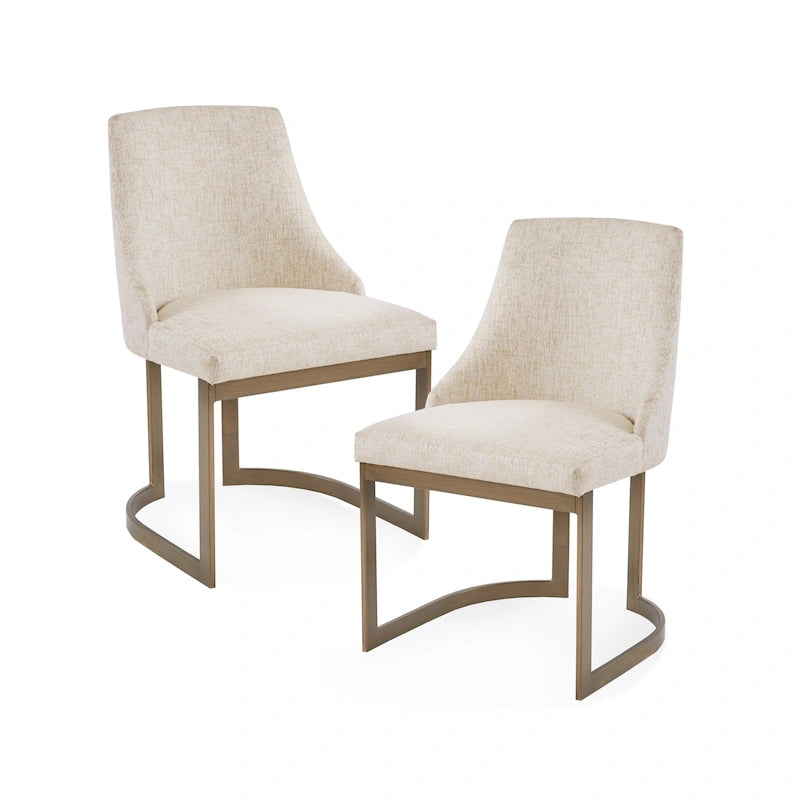 Cream Upholstered Armless Dining Chair Set of 2