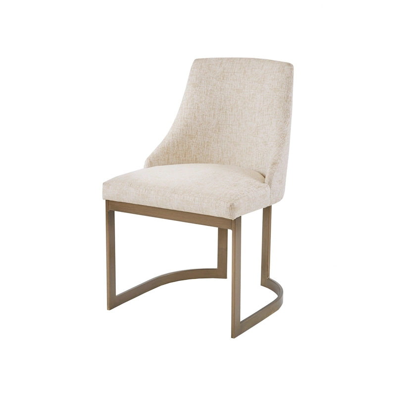 Cream Upholstered Armless Dining Chair Set of 2