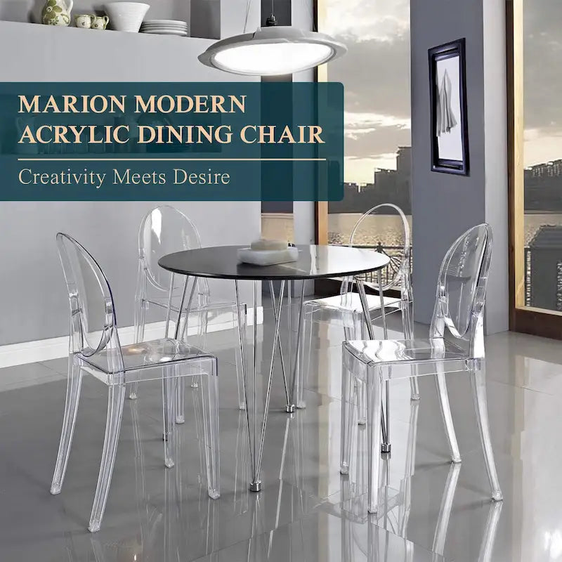 Acrylic Dining Chair Modern Transparent Stackable Side Chair No Assembly
