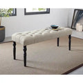 Tufted Fabric Dining Bench with Turned Legs